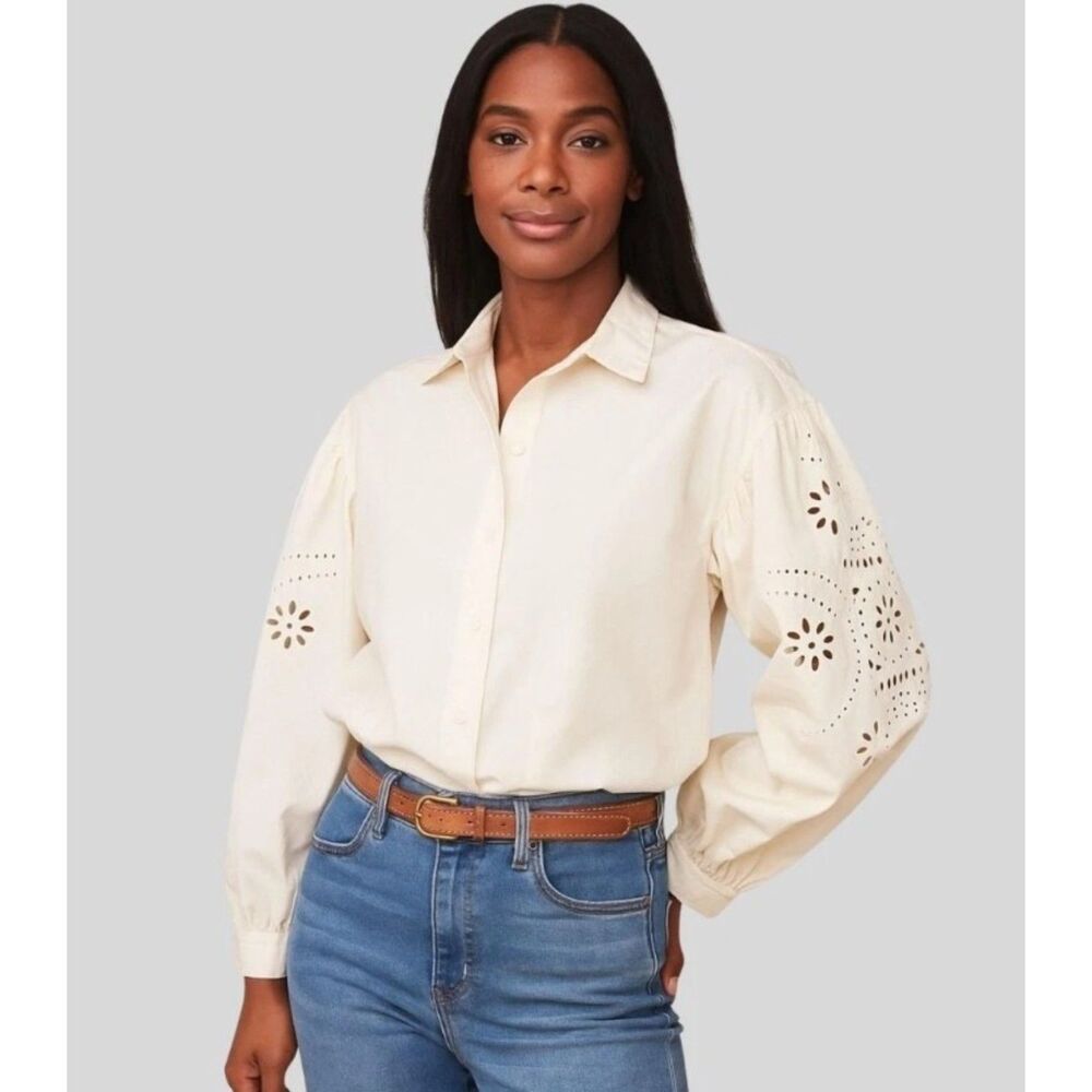 NWT Ivory Sz Small Embroidered Sleeve UNDER CANVAS Blouse GOOD HART MATILDA JANE - Picture 10 of 10